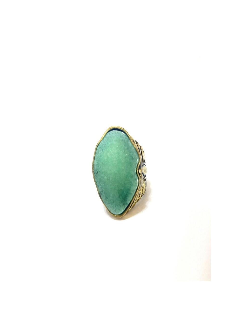 Jade Green Oval Stone Ring, Cute Fashion Ring Jewelry for women Chunky Ring